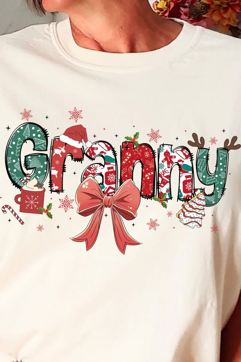 Festive Christmas Granny Comfort Colors Adult Ring - Spun Cotton Tee - Wholesale Accessory Market