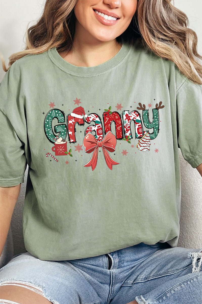 Festive Christmas Granny Comfort Colors Adult Ring - Spun Cotton Tee - Wholesale Accessory Market