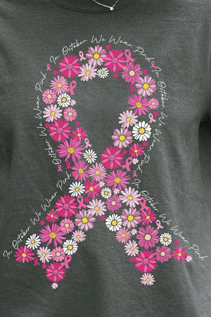 Floral In October We Fight Ribbon Comfort Colors Adult Ring - Spun Cotton Tee - Wholesale Accessory Market