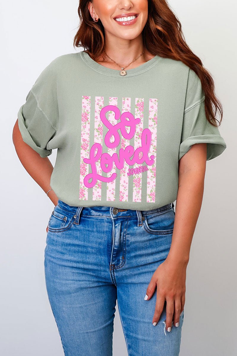 Floral So Loved Comfort Colors Adult Ring - Spun Cotton Tee - Wholesale Accessory Market