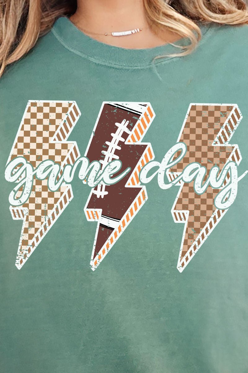 Football Game Day Lightning Bolt Comfort Colors Adult Ring - Spun Cotton Tee - Wholesale Accessory Market