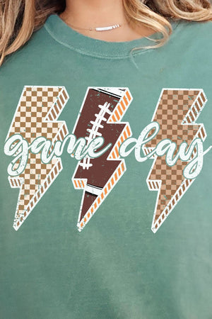 Football Game Day Lightning Bolt Comfort Colors Adult Ring - Spun Cotton Tee - Wholesale Accessory Market