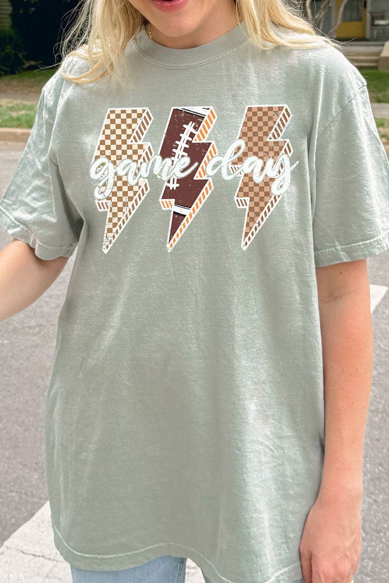 Football Game Day Lightning Bolt Comfort Colors Adult Ring - Spun Cotton Tee - Wholesale Accessory Market