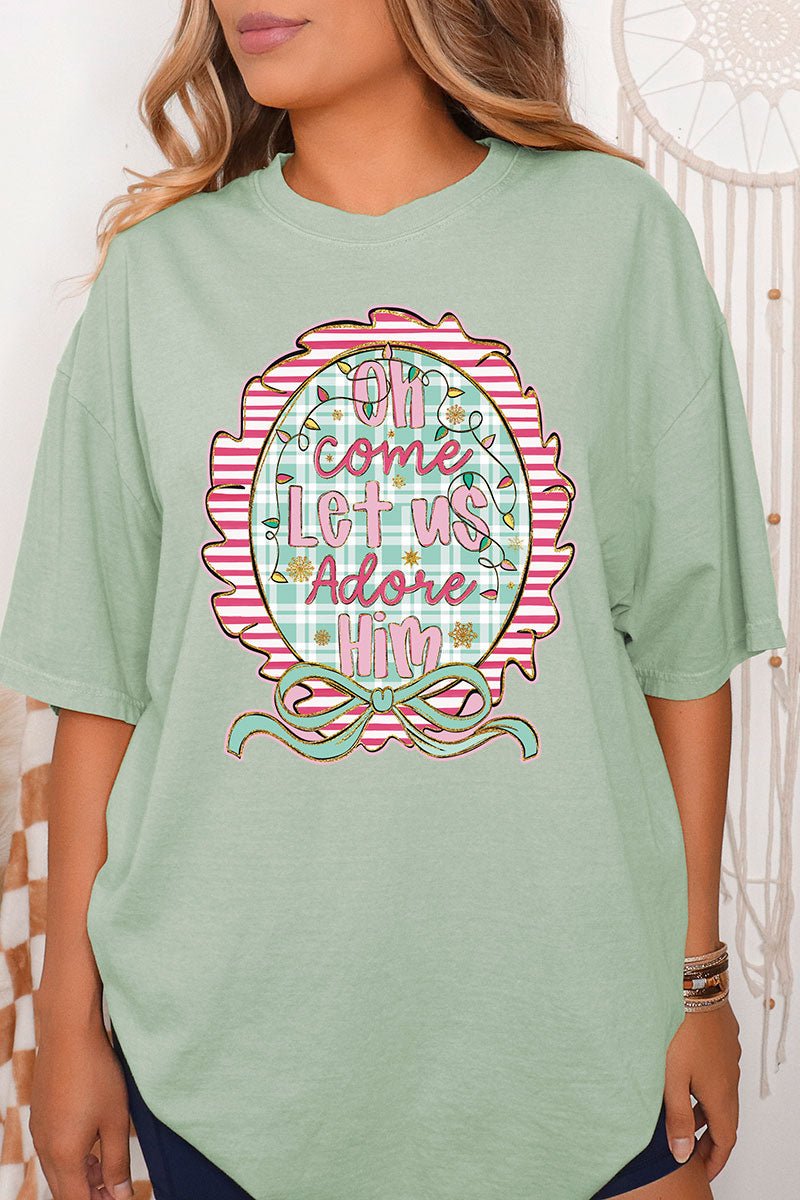 Framed Oh Come Let Us Comfort Colors Adult Ring - Spun Cotton Tee - Wholesale Accessory Market
