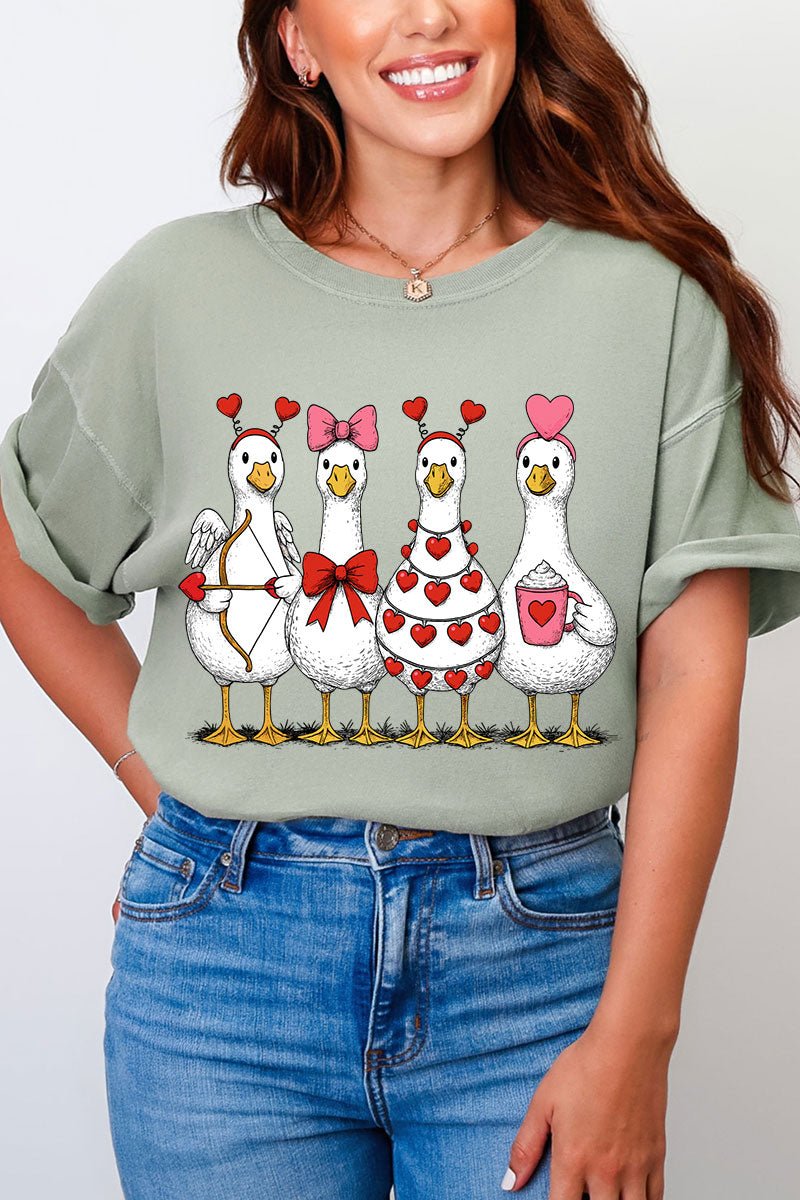 Geese In Love Formation Comfort Colors Adult Ring - Spun Cotton Tee - Wholesale Accessory Market