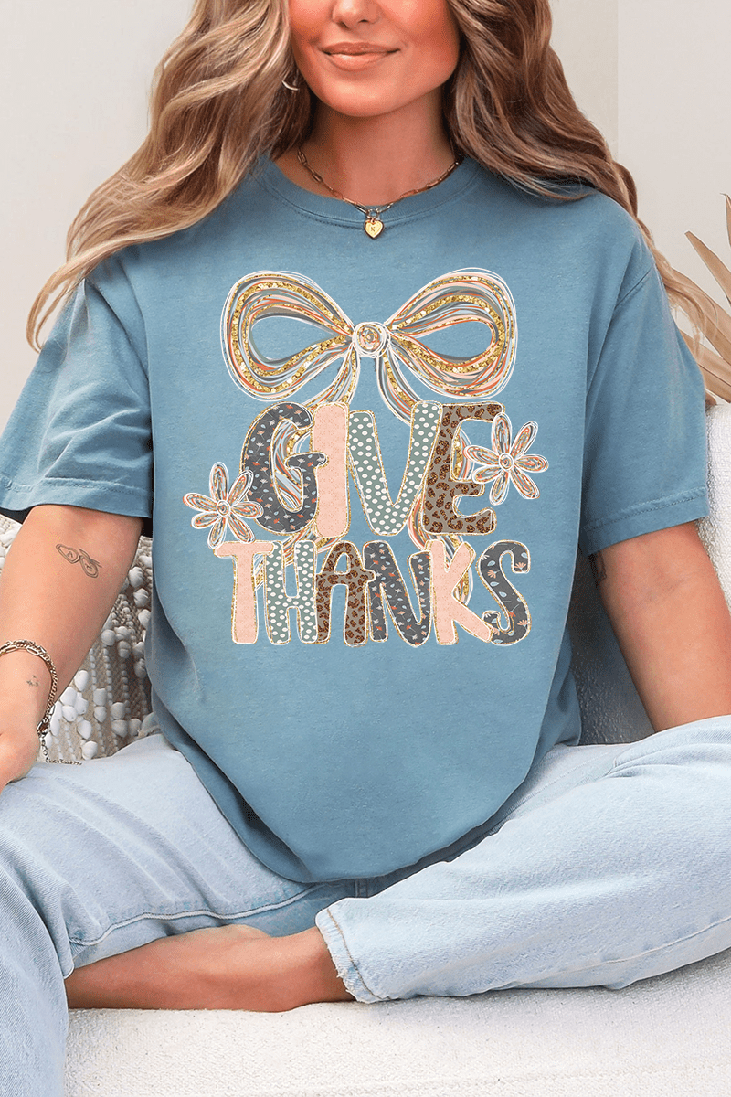 Give Thanks Coquette Comfort Colors Adult Ring - Spun Cotton Tee - Wholesale Accessory Market