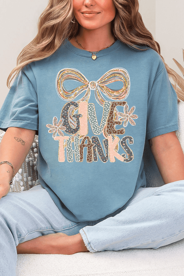 Give Thanks Coquette Comfort Colors Adult Ring - Spun Cotton Tee - Wholesale Accessory Market