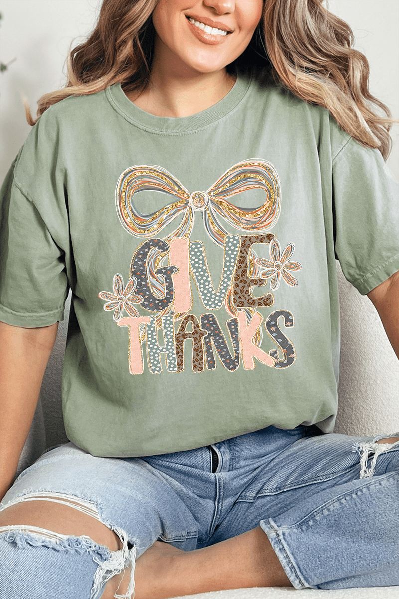 Give Thanks Coquette Comfort Colors Adult Ring - Spun Cotton Tee - Wholesale Accessory Market