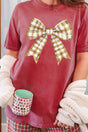 Gold Gingham Bow Comfort Colors Adult Ring - Spun Cotton Tee - Wholesale Accessory Market