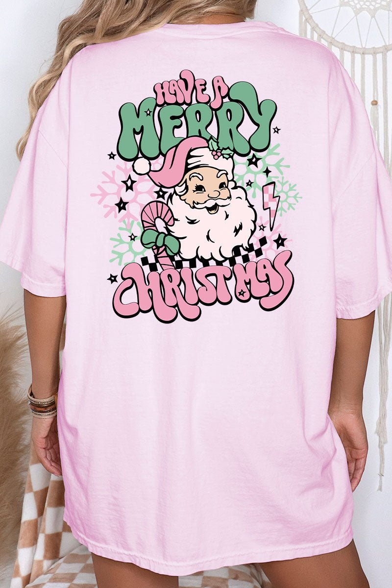 Groovy Merry Christmas Front & Back Comfort Colors Adult Ring - Spun Cotton Tee - Wholesale Accessory Market