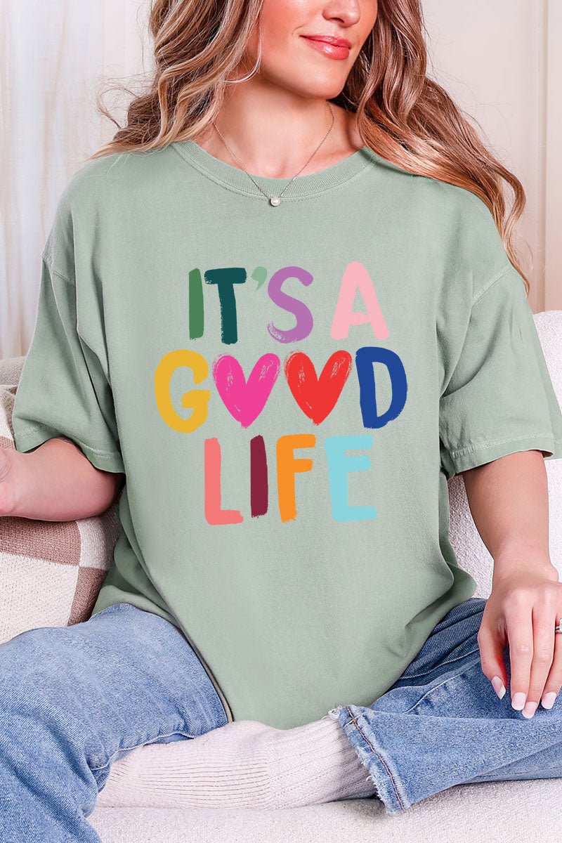 Heart It's A Good Life Comfort Colors Adult Ring - Spun Cotton Tee - Wholesale Accessory Market