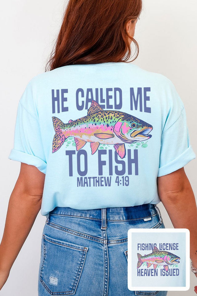 He Called Me To Fish Front & Back Comfort Colors Adult Ring - Spun Cotton Tee - Wholesale Accessory Market