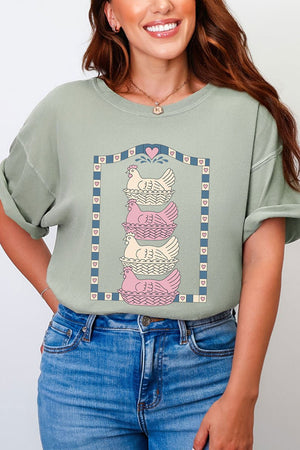 Hen Stack Hearts Comfort Colors Adult Ring - Spun Cotton Tee - Wholesale Accessory Market