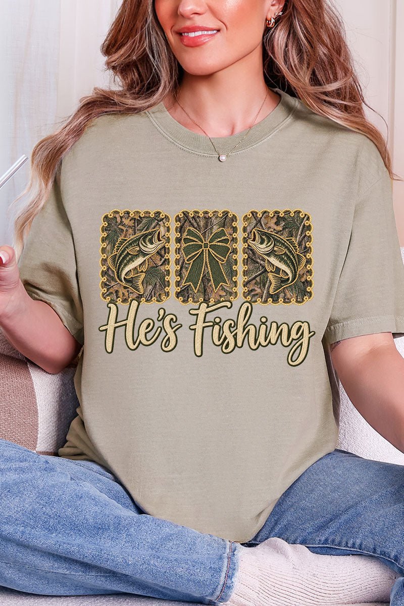 He's Fishing Comfort Colors Adult Ring-Spun Cotton Tee - Wholesale Accessory Market