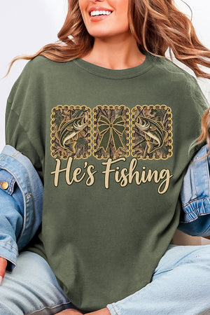 He's Fishing Comfort Colors Adult Ring-Spun Cotton Tee - Wholesale Accessory Market