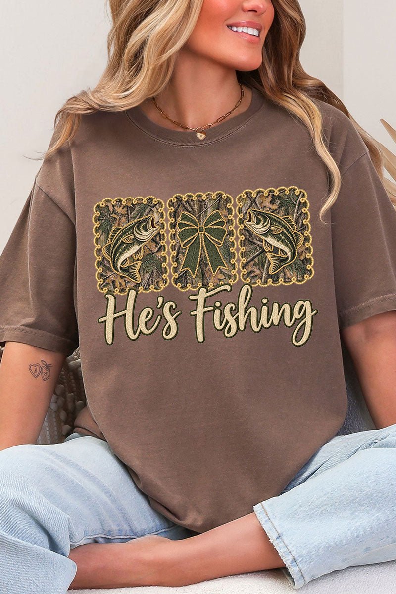 He's Fishing Comfort Colors Adult Ring-Spun Cotton Tee - Wholesale Accessory Market