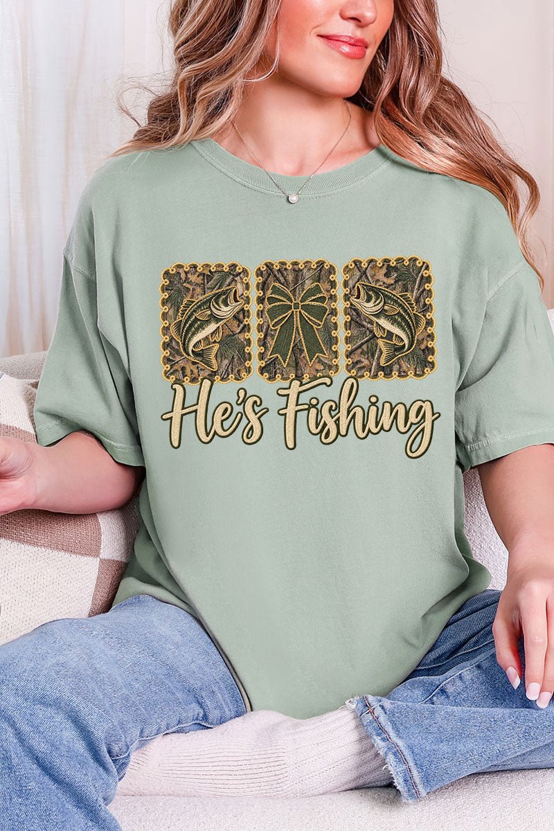He's Fishing Comfort Colors Adult Ring-Spun Cotton Tee - Wholesale Accessory Market