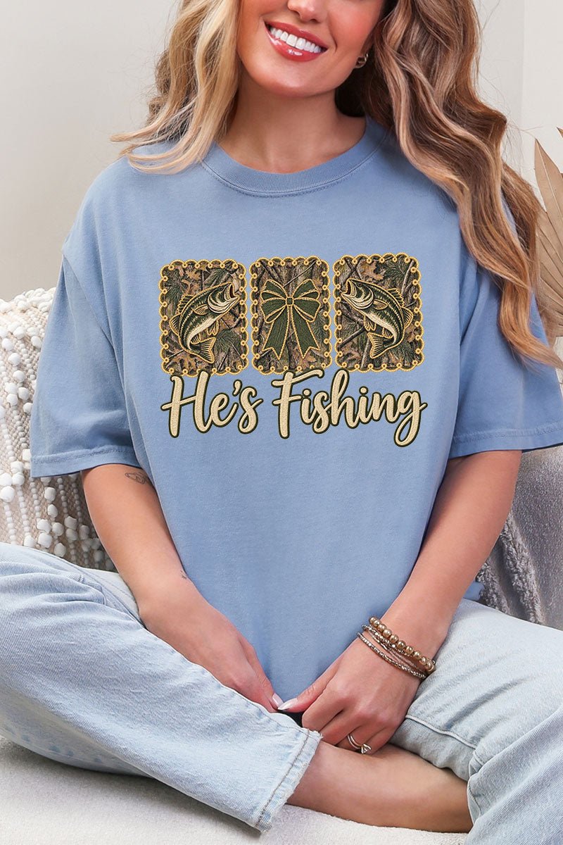 He's Fishing Comfort Colors Adult Ring-Spun Cotton Tee - Wholesale Accessory Market