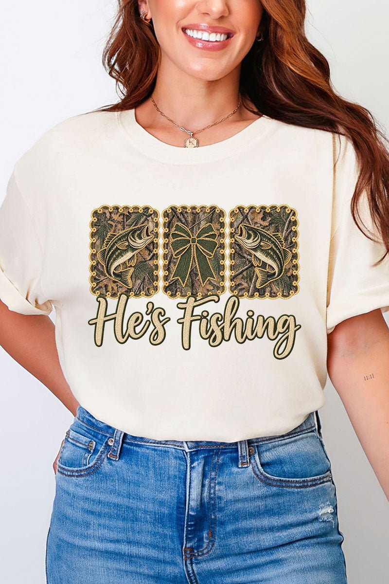 He's Fishing Comfort Colors Adult Ring-Spun Cotton Tee - Wholesale Accessory Market