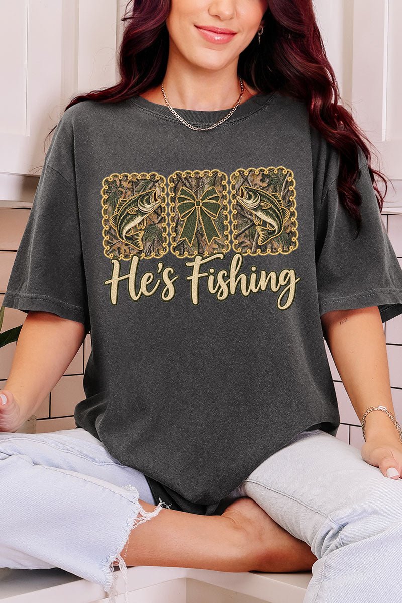 He's Fishing Comfort Colors Adult Ring-Spun Cotton Tee - Wholesale Accessory Market