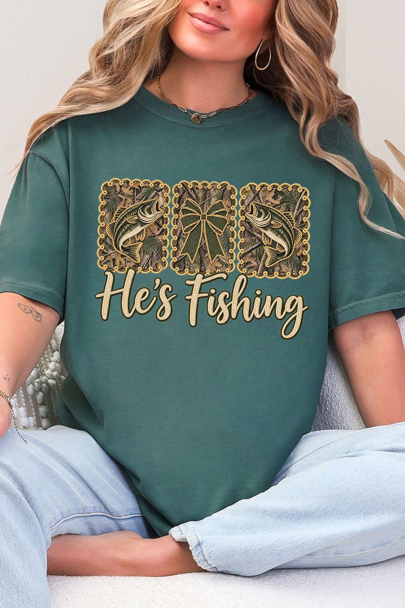 He's Fishing Comfort Colors Adult Ring-Spun Cotton Tee - Wholesale Accessory Market
