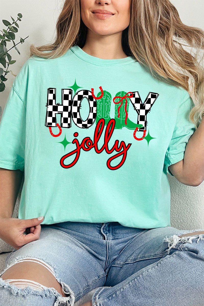 Holly Jolly Boots Comfort Colors Adult Ring - Spun Cotton Tee - Wholesale Accessory Market