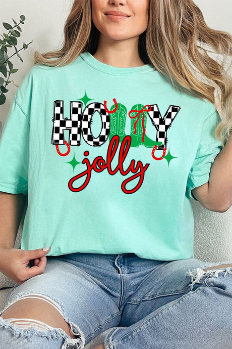 Holly Jolly Boots Comfort Colors Adult Ring - Spun Cotton Tee - Wholesale Accessory Market