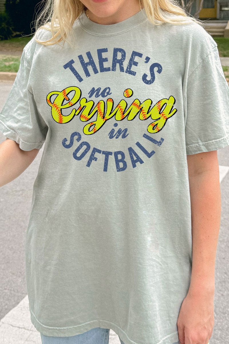No Crying In Softball Comfort Colors Adult Ring - Spun Cotton Tee - Wholesale Accessory Market