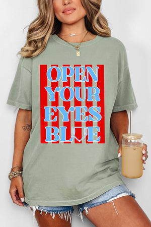Open Your Eyes Blue Comfort Colors Adult Ring - Spun Cotton Tee - Wholesale Accessory Market