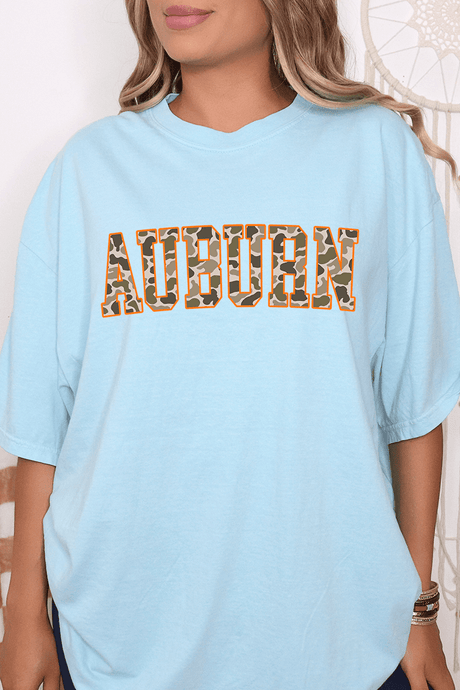 Orange Auburn Camo Comfort Colors Adult Ring - Spun Cotton Tee - Wholesale Accessory Market
