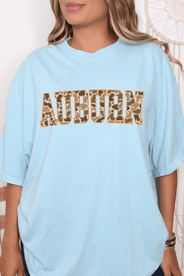 Orange Auburn Camo Comfort Colors Adult Ring - Spun Cotton Tee - Wholesale Accessory Market