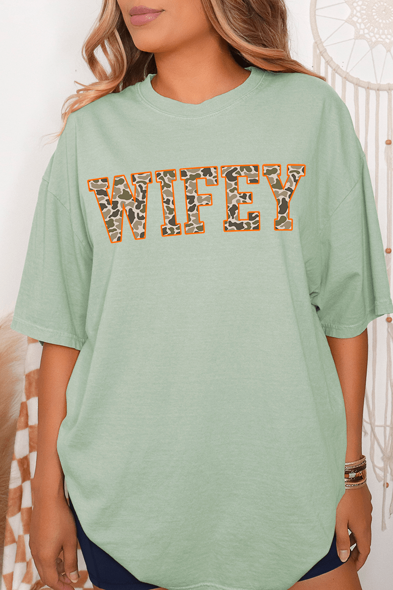 Orange Wifey Camo Comfort Colors Adult Ring - Spun Cotton Tee - Wholesale Accessory Market