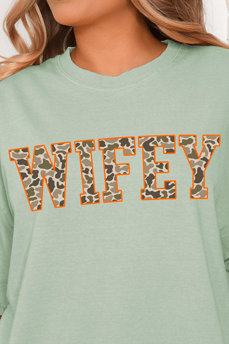 Orange Wifey Camo Comfort Colors Adult Ring - Spun Cotton Tee - Wholesale Accessory Market