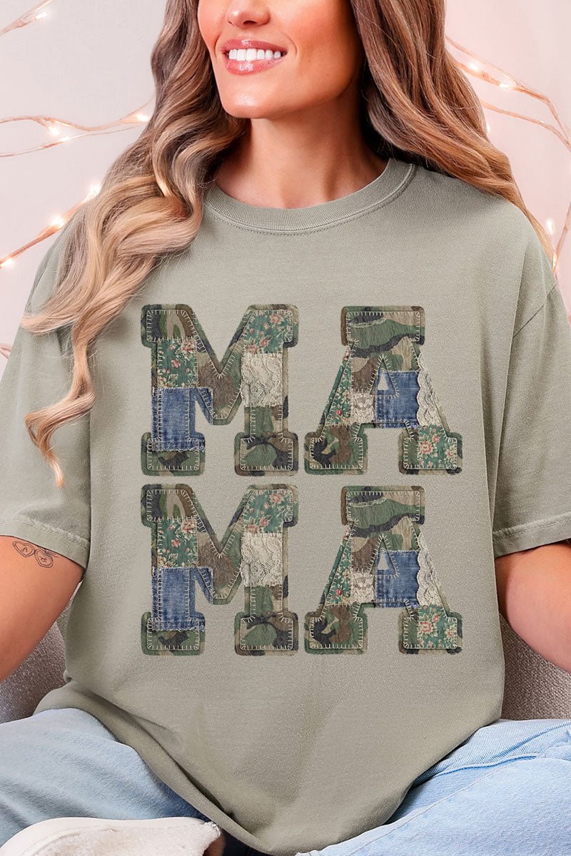 Patchwork Camo Mama Comfort Colors Adult Ring - Spun Cotton Tee - Wholesale Accessory Market