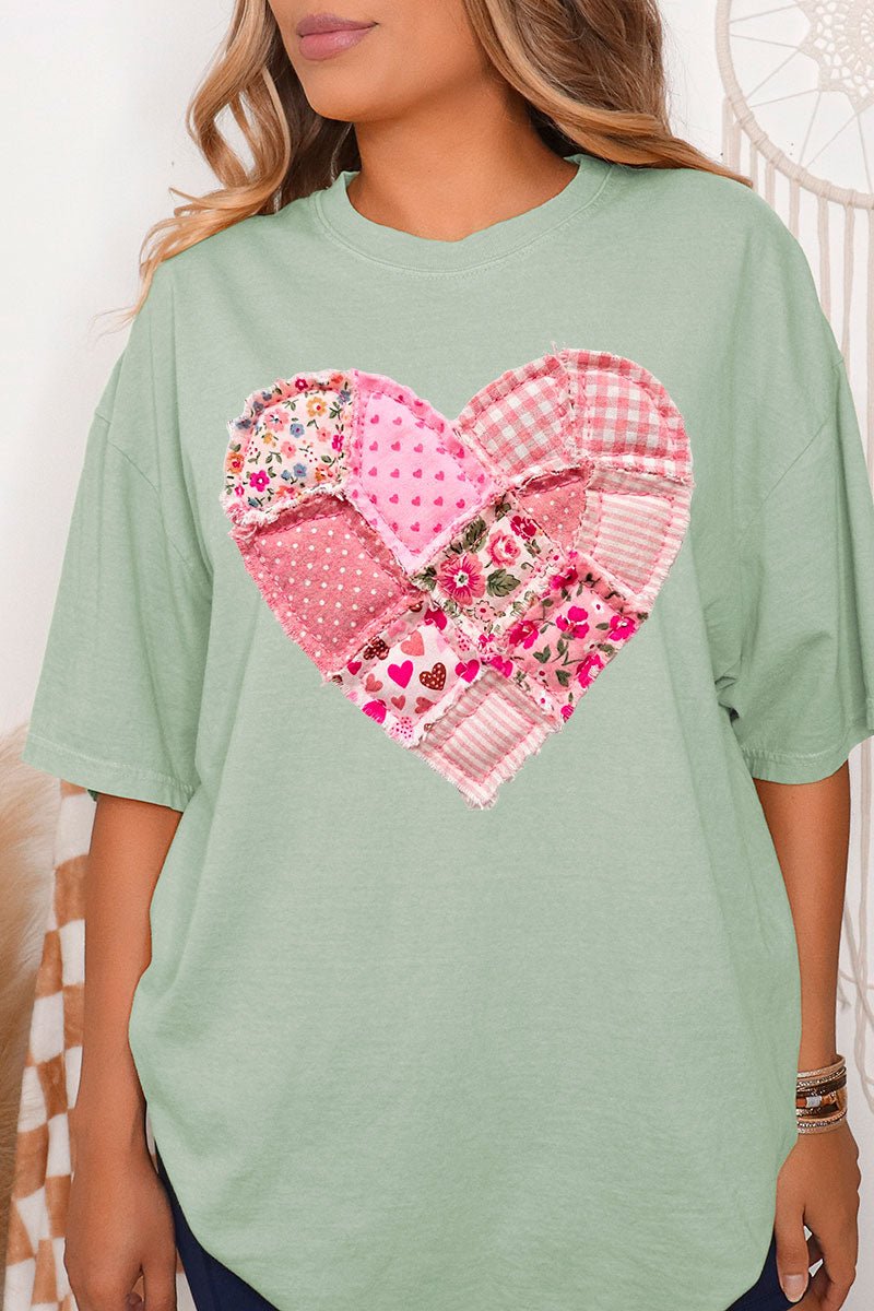 Patchwork Heart Comfort Colors Adult Ring - Spun Cotton Tee - Wholesale Accessory Market