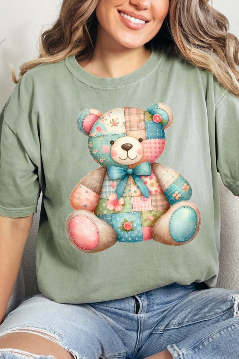 Patchwork Teddy Bear Comfort Colors Adult Ring - Spun Cotton Tee - Wholesale Accessory Market
