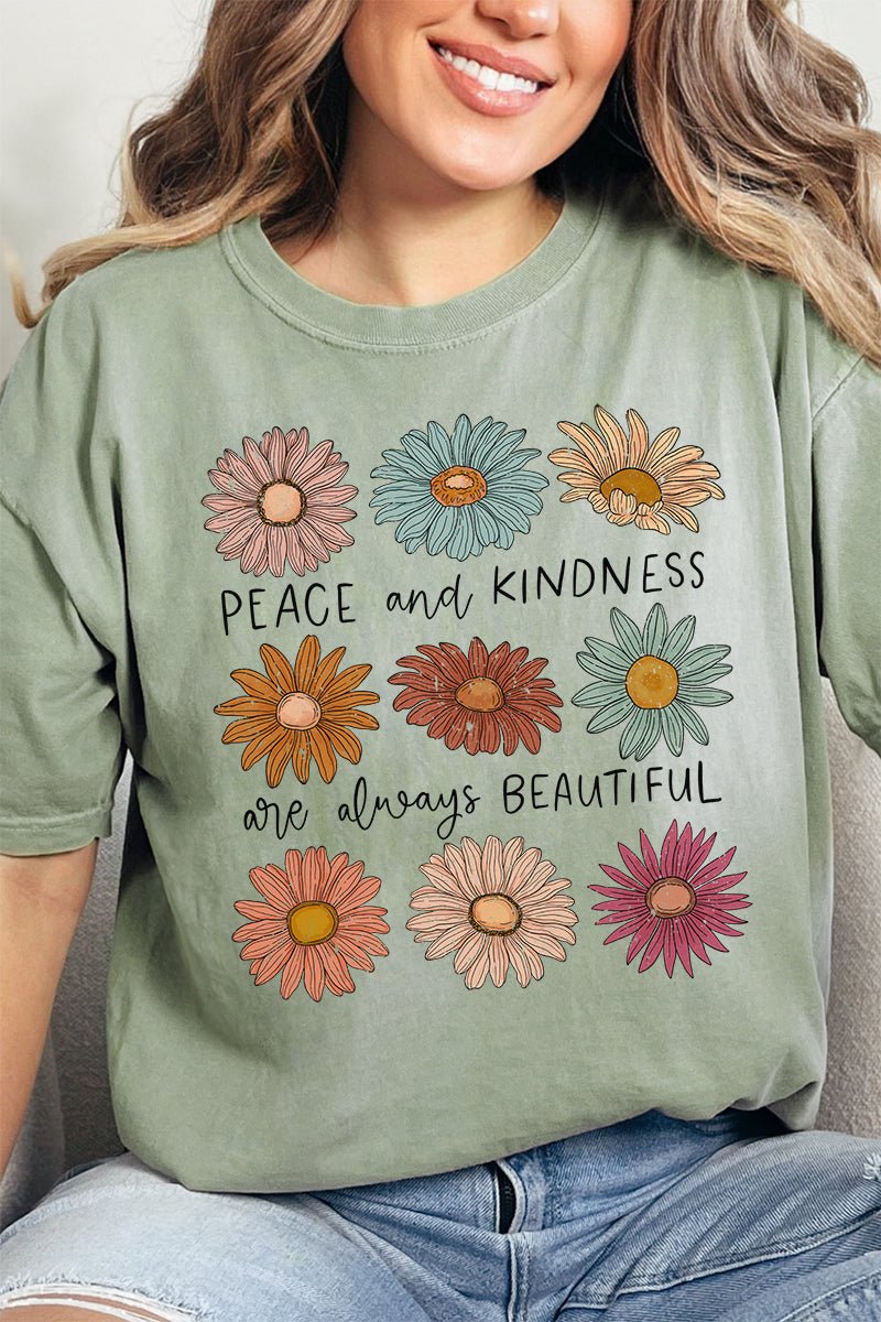 Peace and Kindness Daisy Comfort Colors Adult Ring - Spun Cotton Tee - Wholesale Accessory Market