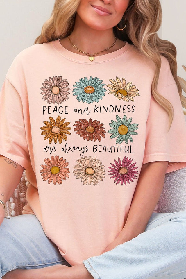 Peace and Kindness Daisy Comfort Colors Adult Ring - Spun Cotton Tee - Wholesale Accessory Market