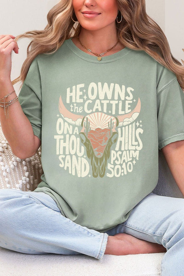 Peach He Owns The Cattle Comfort Colors Adult Ring - Spun Cotton Tee - Wholesale Accessory Market