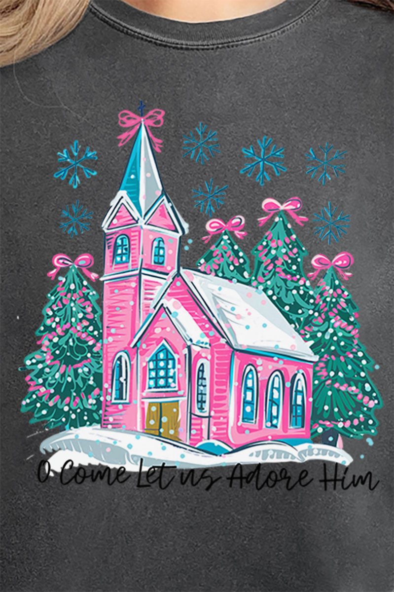 Pink Church Come Let Us Adore Him Comfort Colors Adult Ring - Spun Cotton Tee - Wholesale Accessory Market