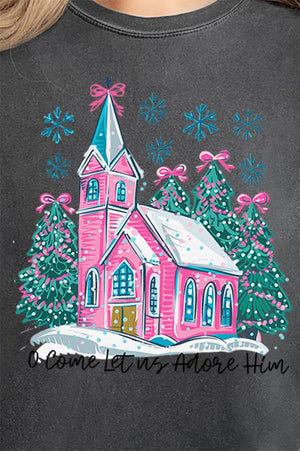 Pink Church Come Let Us Adore Him Comfort Colors Adult Ring - Spun Cotton Tee - Wholesale Accessory Market