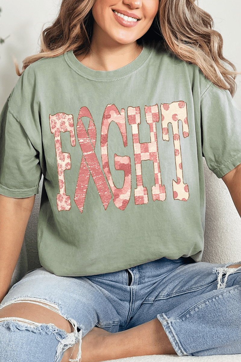 Pink Patterned Fight Comfort Colors Adult Ring-Spun Cotton Tee - Wholesale Accessory Market