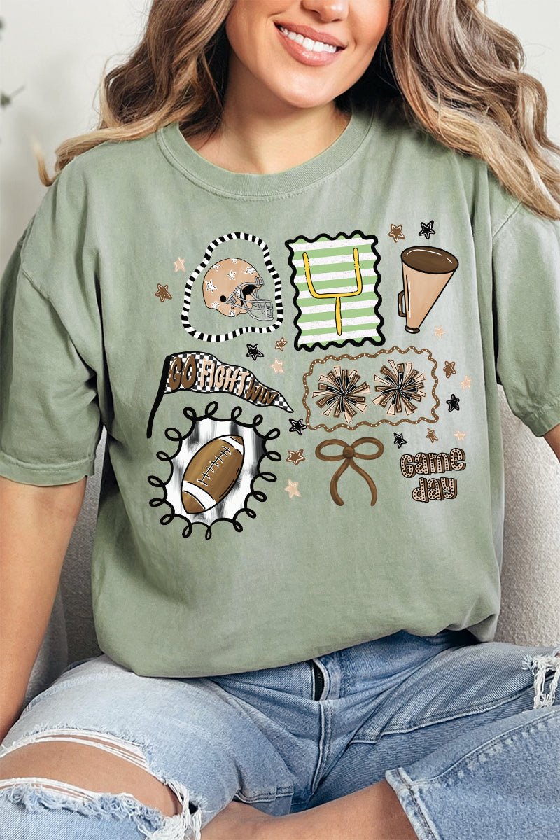 Preppy Game Day Doodle Comfort Colors Adult Ring - Spun Cotton Tee - Wholesale Accessory Market