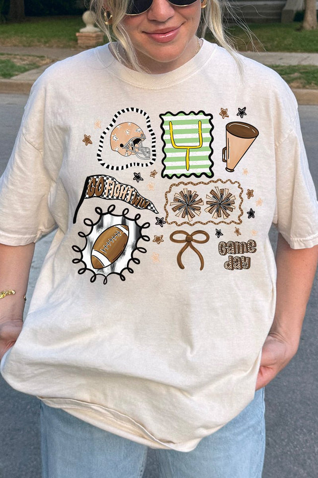 Preppy Game Day Doodle Comfort Colors Adult Ring - Spun Cotton Tee - Wholesale Accessory Market