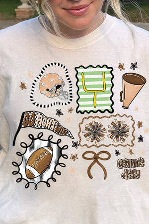 Preppy Game Day Doodle Comfort Colors Adult Ring - Spun Cotton Tee - Wholesale Accessory Market