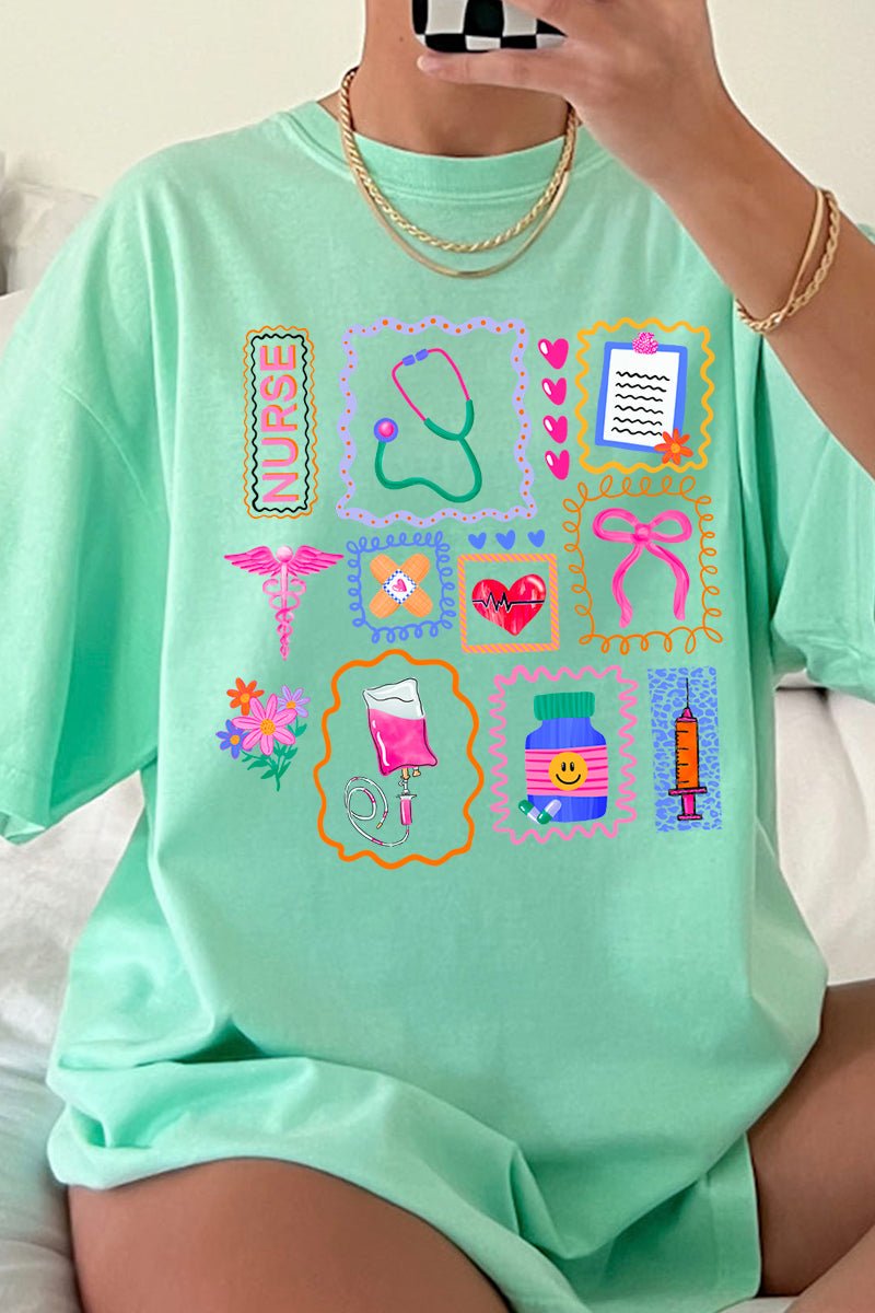 Preppy Nurse Swirl Comfort Colors Adult Ring - Spun Cotton Tee - Wholesale Accessory Market