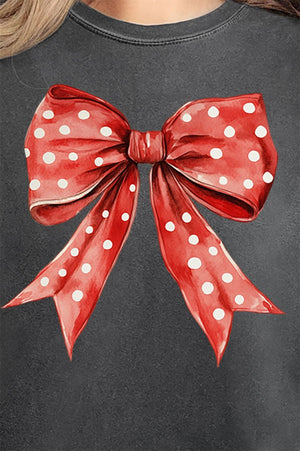 Red Raspberry Dot Bow Comfort Colors Adult Ring - Spun Cotton Tee - Wholesale Accessory Market