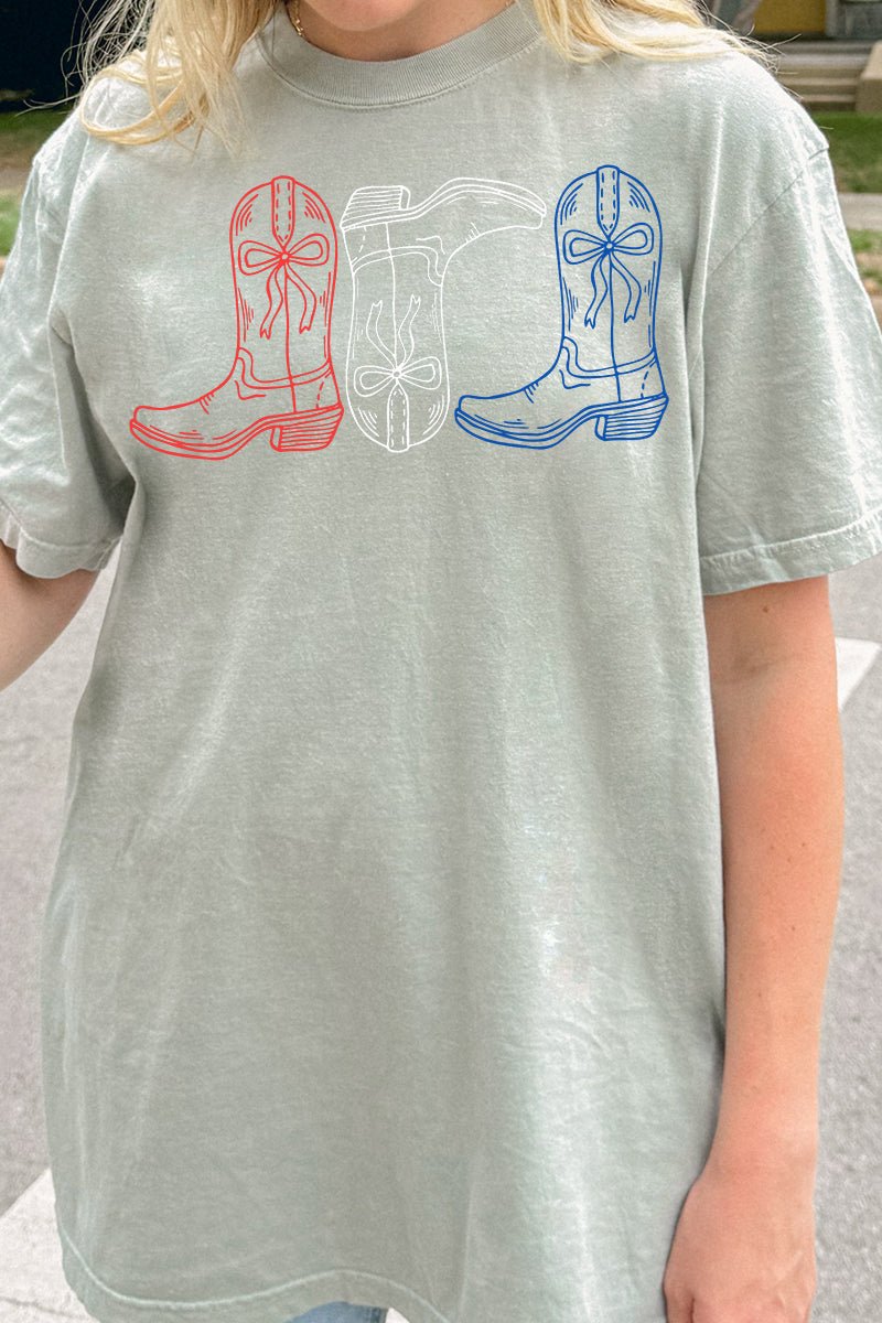 Red, White, & Boots Comfort Colors Adult Ring - Spun Cotton Tee - Wholesale Accessory Market