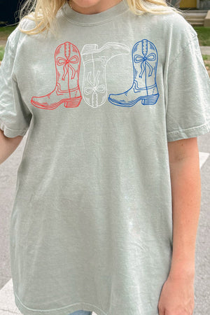 Red, White, & Boots Comfort Colors Adult Ring - Spun Cotton Tee - Wholesale Accessory Market