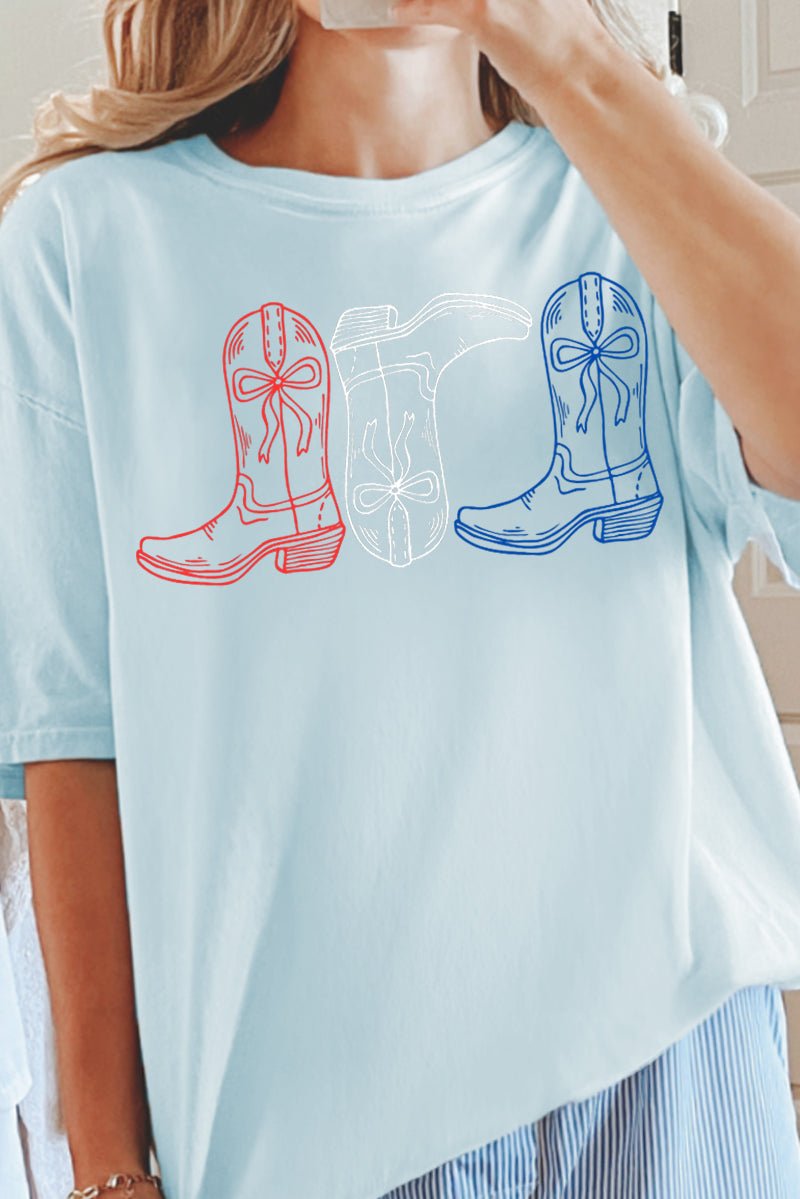 Red, White, & Boots Comfort Colors Adult Ring - Spun Cotton Tee - Wholesale Accessory Market